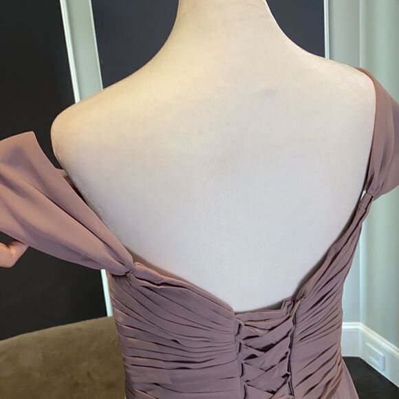 Women’s Full Length Chiffon Bridesmaid Party Prom Dress Leg Slit Size 10 - Picture 8 of 12